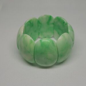 VINTAGE Classic Acrylic Resin Wide Cuff Stretch Bracelet